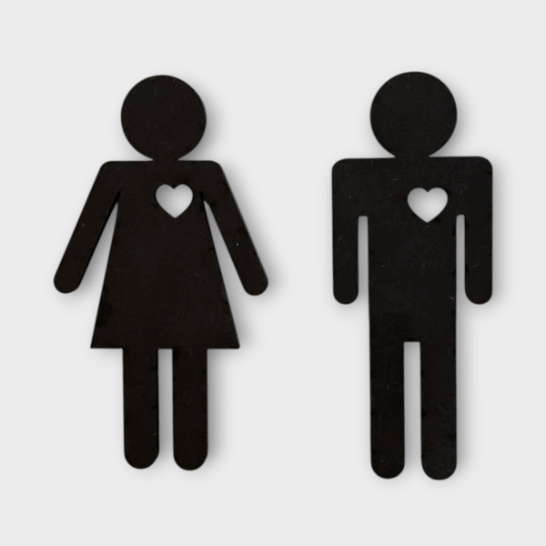 Toilet Skilt med Hjerte - Sort