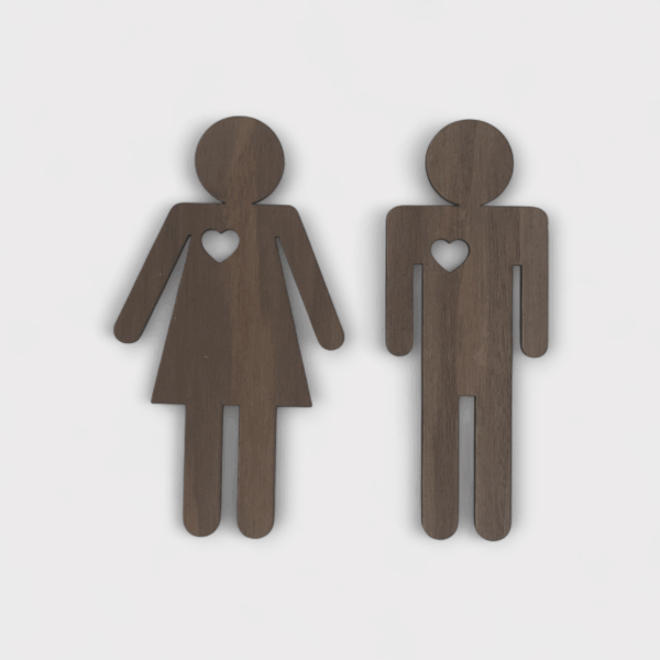 Toilet Skilt med Hjerte - Valnød