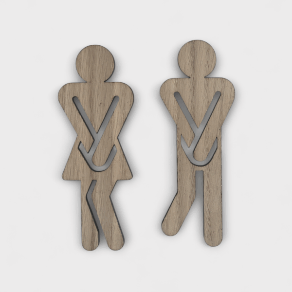 Toilet Skilt med Hjerte - Eg