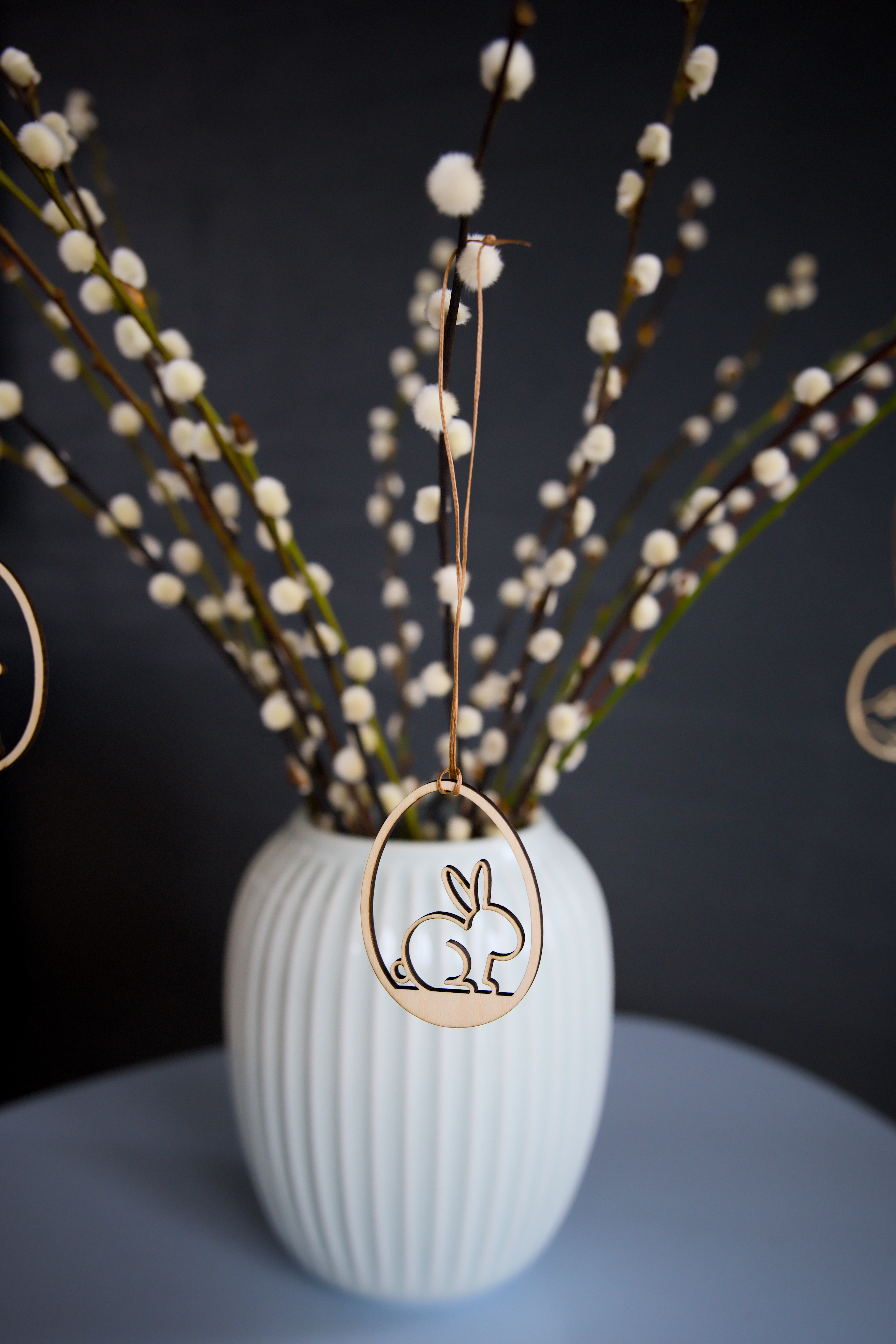 Påskeæg i Træ med Haremotiv - 6 stk.