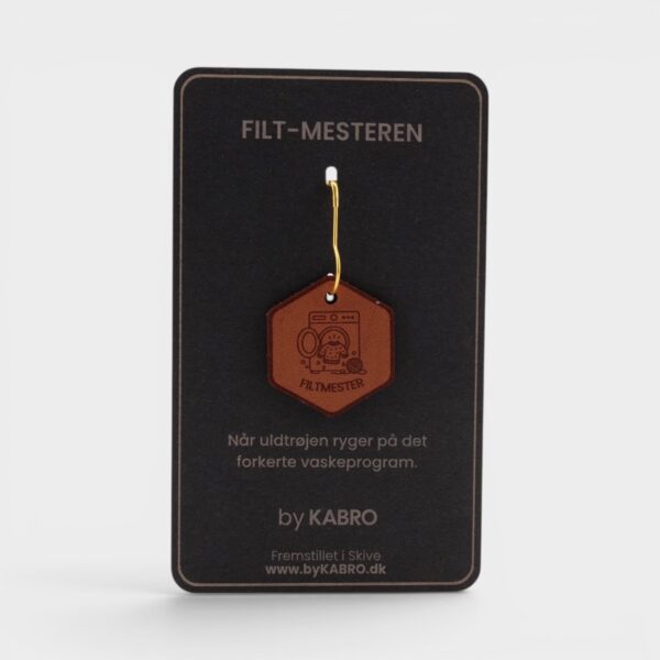 Filt-Mesteren - kortets forside Forsiden af kortet til strikkemærket Filt-Mesteren fra by KABRO